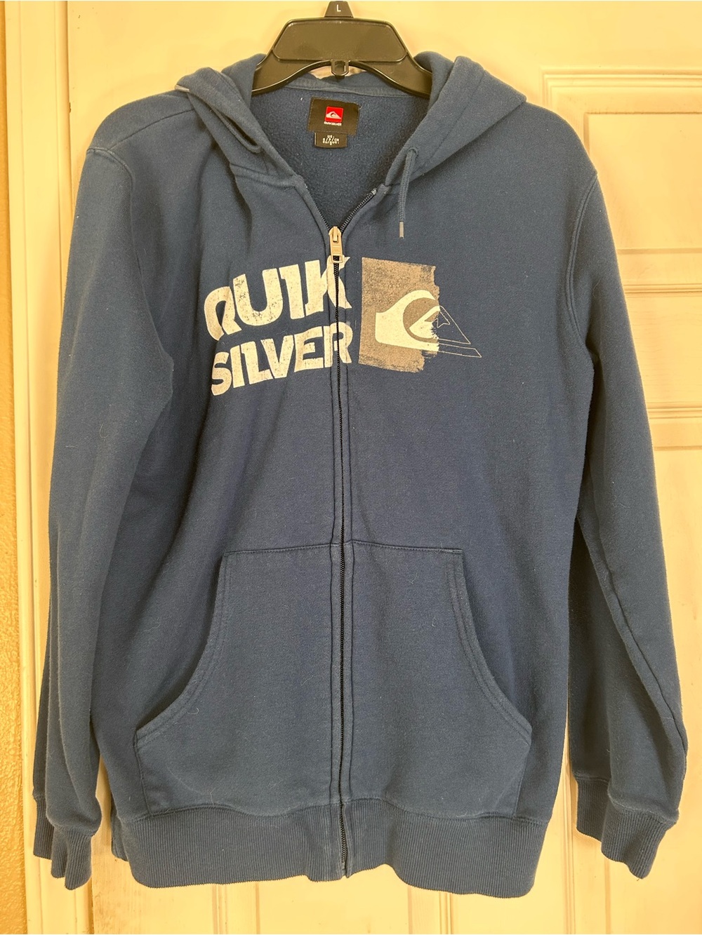 Quiksilver Navy and Red Logo Fleece Pullover